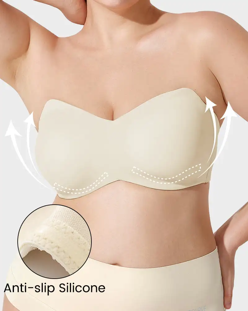Strapless Bandeau Bras for Women Non-Slip Unlined Brassiere Invisible Lifting Lingerie Plus Size Full Support Convertible Bras 2 Sf853dee0ac904196bf28af37e75da74dE