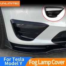 Car Front Fog Lamp Protective Cover Spoiler Wind Knife For Tesla 2021-2022 Model Y Model 3 ABS Decoration Sticker Accessories Car Front Fog Lamp Protective Cover Spoiler Wind Knife For Tesla 2021-2022 Model Y Model 3 ABS Decoration Sticker Accessories