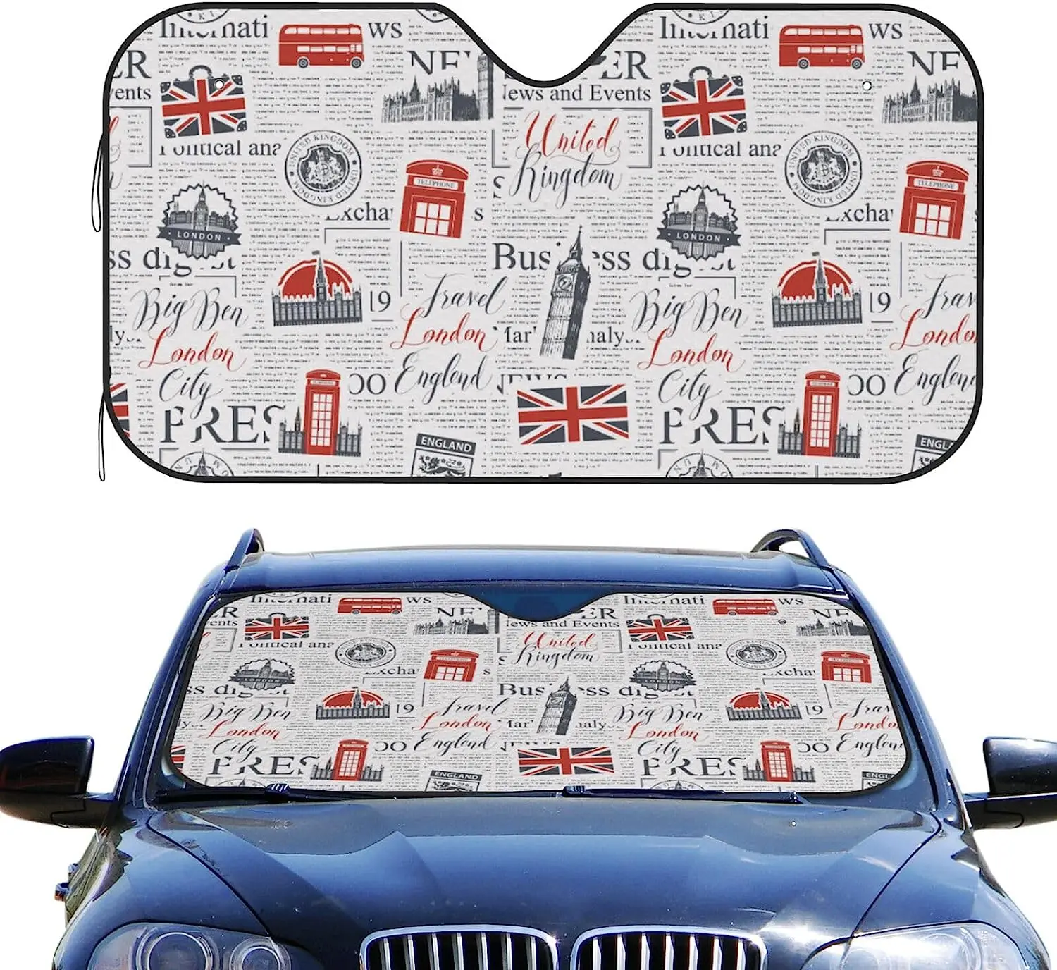 

Car Windshield Sunshade British Newspapers Auto Sun Shade Car Front Window Covers Foldable Sun Visor Protector Your Vehicle Cool