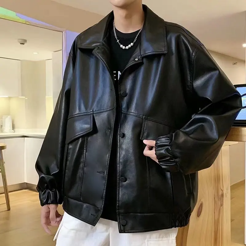 Leather Jacket Men's New Autumn PU Leather Coat Lapel Loose Vintage Motorcycle Style Parkas Top Men's Casual Windproof Jacket
Leather Jacket Men's New Autumn PU Leather Coat Lapel Loose Vintage Motorcycle Style Parkas Top Men's Casual Windproof Jacket
