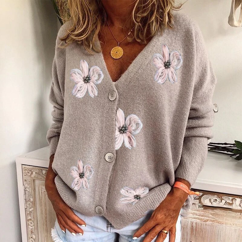 Elegant Flowers Embroidery Knitted Cardigan Sweaters Autumn Winter Fashion Tops Women Casual Loose Long Sleeve Cardigans 2021
Elegant Flowers Embroidery Knitted Cardigan Sweaters Autumn Winter Fashion Tops Women Casual Loose Long Sleeve Cardigans 2021