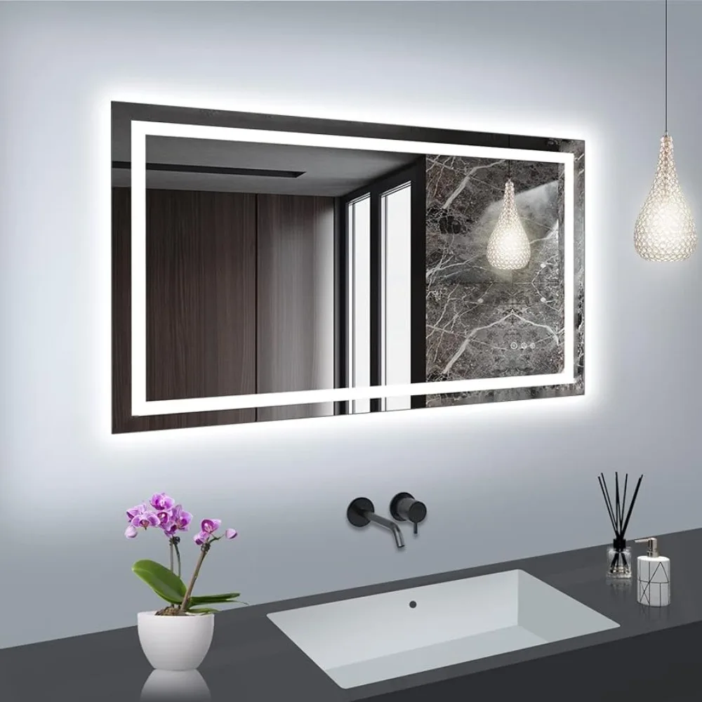 

Anti-Fog Shatter-Proof Bathroom Mirrors Bathroom for Wall 40 "x 24" With Front and Backlit Lights Memory Fixture Freight free