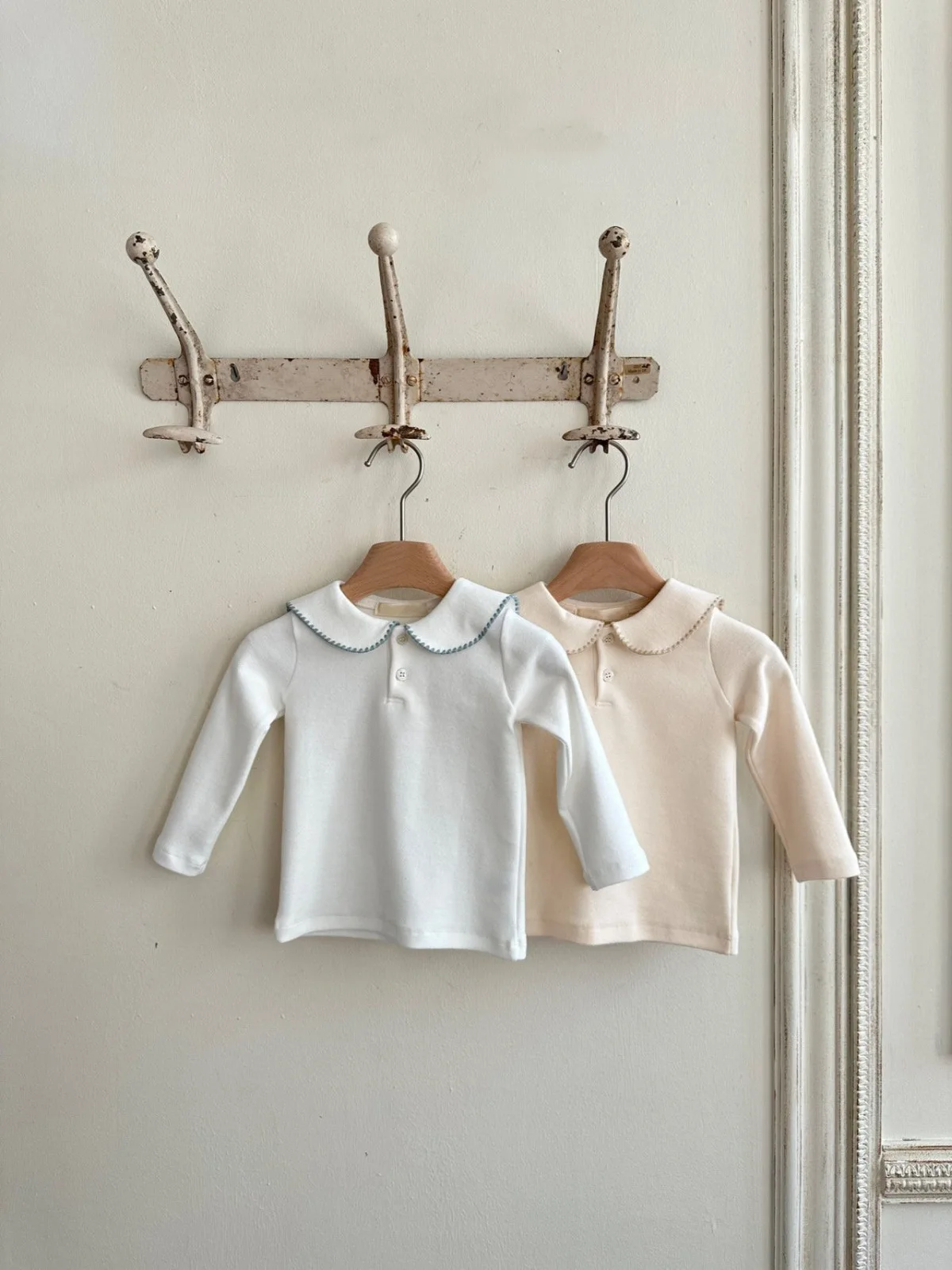 2025 Autumn New Baby Long Sleeve T Shirts Infant Girl Lapel Blouse Toddler Boy Solid Tops Baby Shirts Kids Bottoming Clothes 7