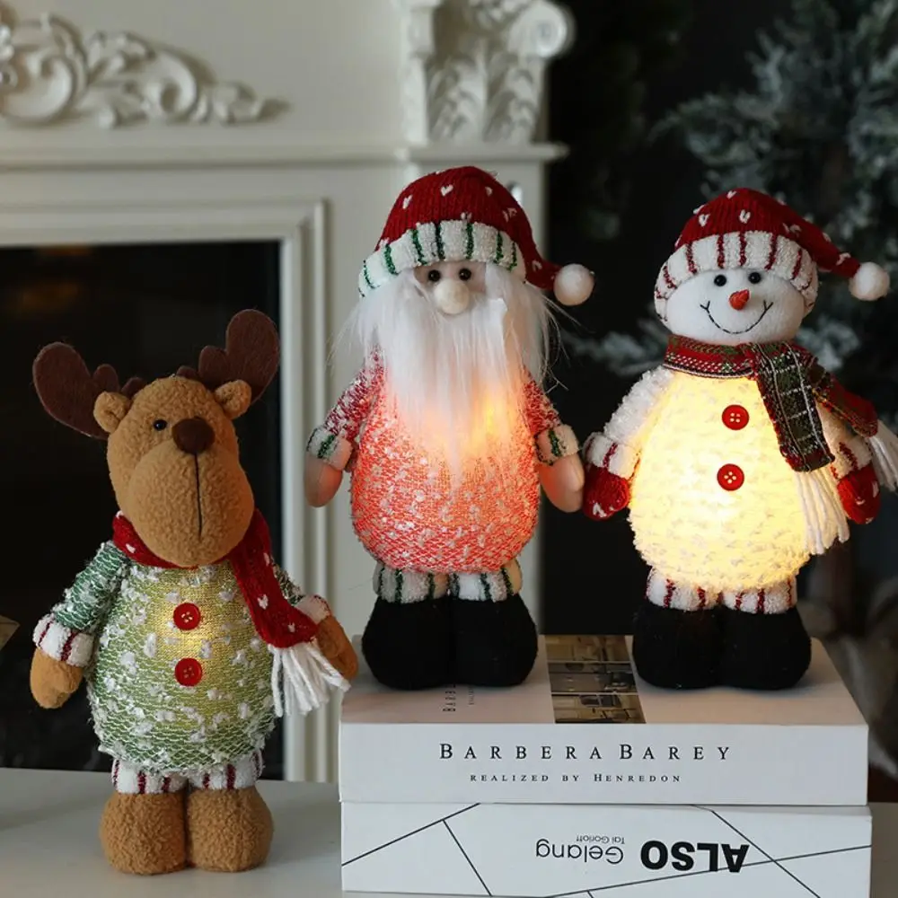 

Светящаяся Рождественская стоячая кукла со светодиодной подсветкой, лось, Санта-Клаус, рождественские украшения, снеговик, ручная работа, технические подарки для детей