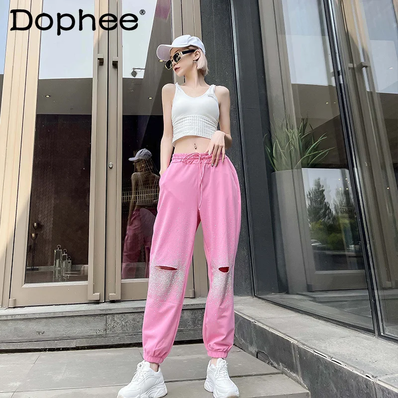 European Goods Pink Casual Track Sweatpants Women's Spring and Autumn New Thin Heavy Embroidery Diamond Drills Pants Trousers
European Goods Pink Casual Track Sweatpants Women's Spring and Autumn New Thin Heavy Embroidery Diamond Drills Pants Trousers