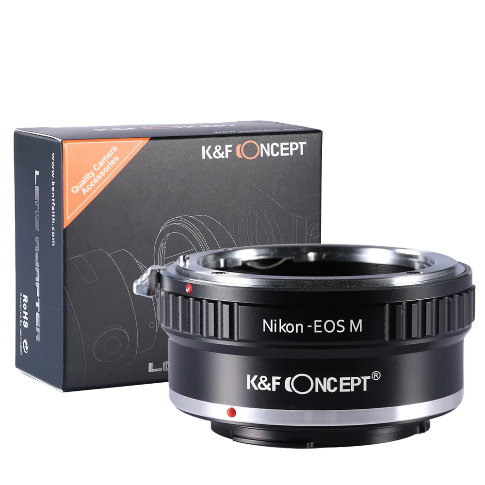 

Адаптер K & F Concept для объектива Nikon F AI AIS D mount Lens to Canon EOS M camera M1 M2 M3 M5 M6 M50 M100