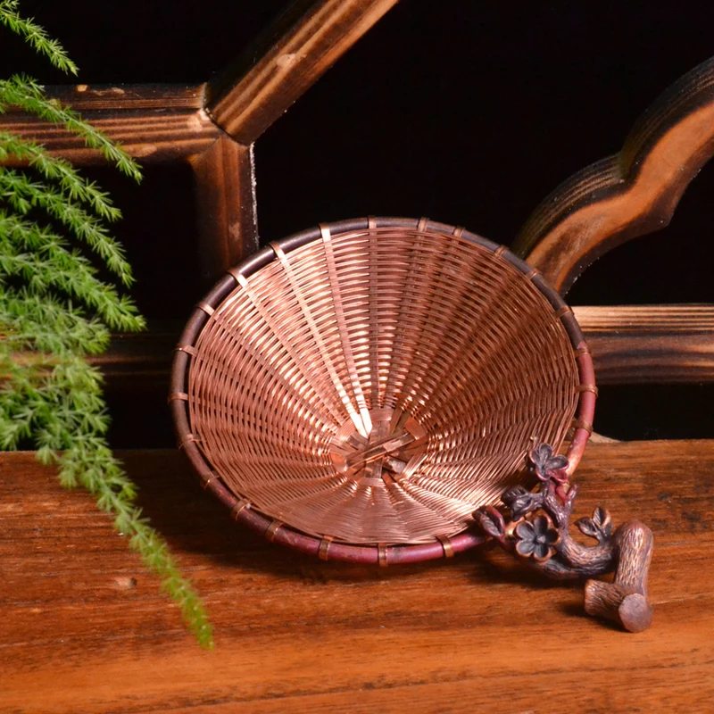 

Red Copper Hand-Knitted Tea Strainer Tea Funnel Pitcher Filter Net Pure Copper Tea Funnel Holder Tea Ceremony Kung Fu Tea