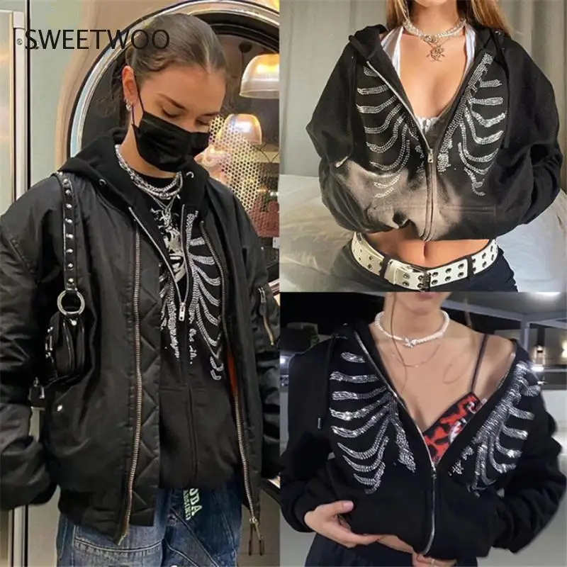Y2K Rhinestone Skeleton Hoodies Women Gothic Zip Up Oversized Hoodie Streetwear Harajuku Punk Long Sleeve Jacket Autumn Hoodies
Y2K Rhinestone Skeleton Hoodies Women Gothic Zip Up Oversized Hoodie Streetwear Harajuku Punk Long Sleeve Jacket Autumn Hoodies