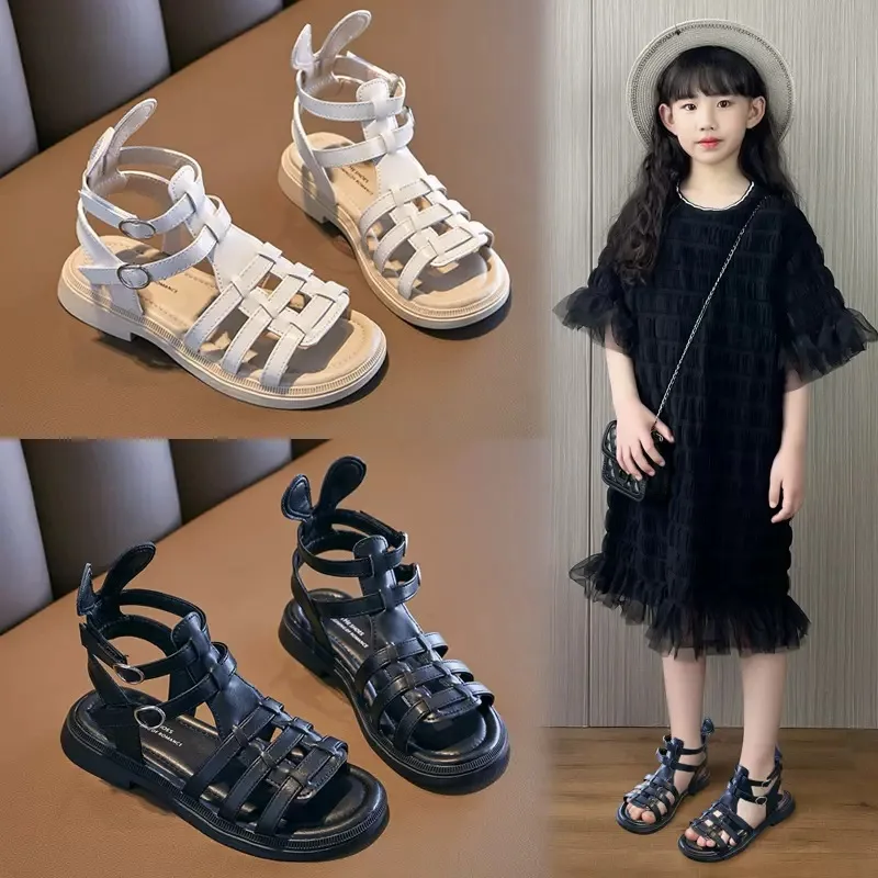 

Girls' sandals New princess style fashion children's shoes 2023 summer soft soled large children and girls Roman shoes