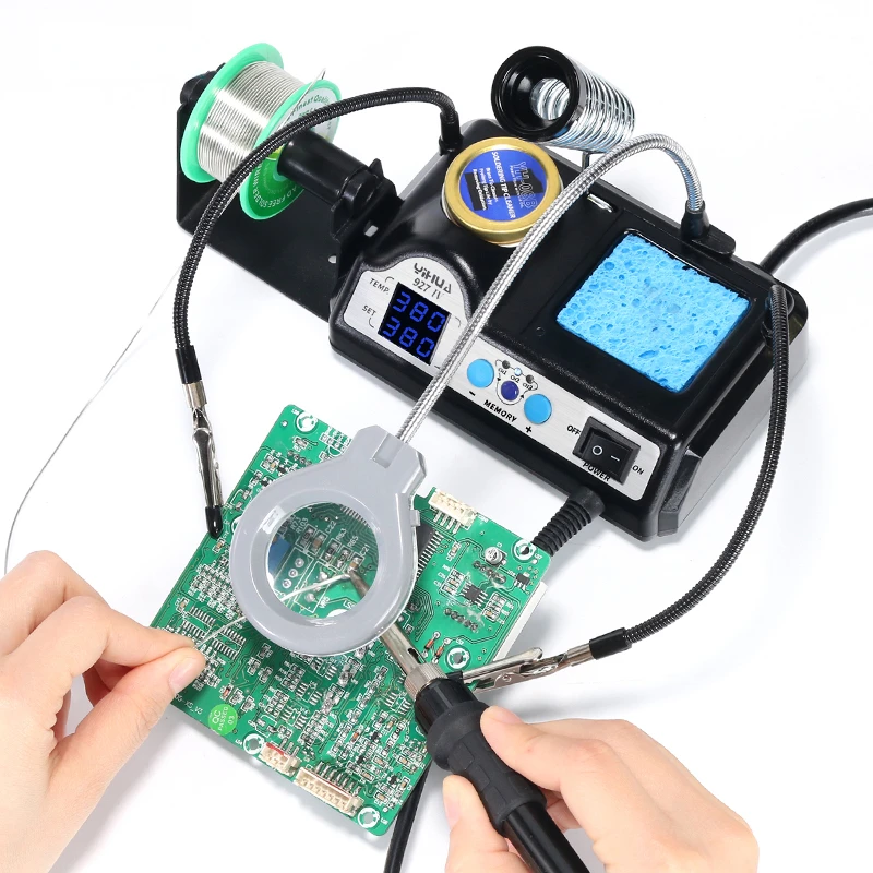 YIHUA 927-IV 60W Adjustable Temperature Soldering Iron Station Solder Roll Holder Soldering Station
YIHUA 927-IV 60W Adjustable Temperature Soldering Iron Station Solder Roll Holder Soldering Station