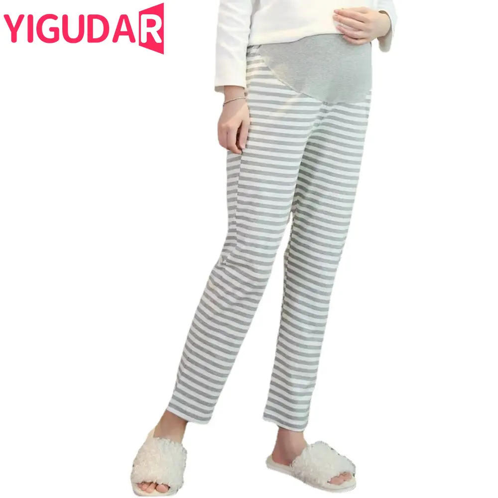 

pregnancy photoshoot pants Pregnant women clothing spring Autumn Pajama-pants Maternity Homewear Long stripe Pants Leggings