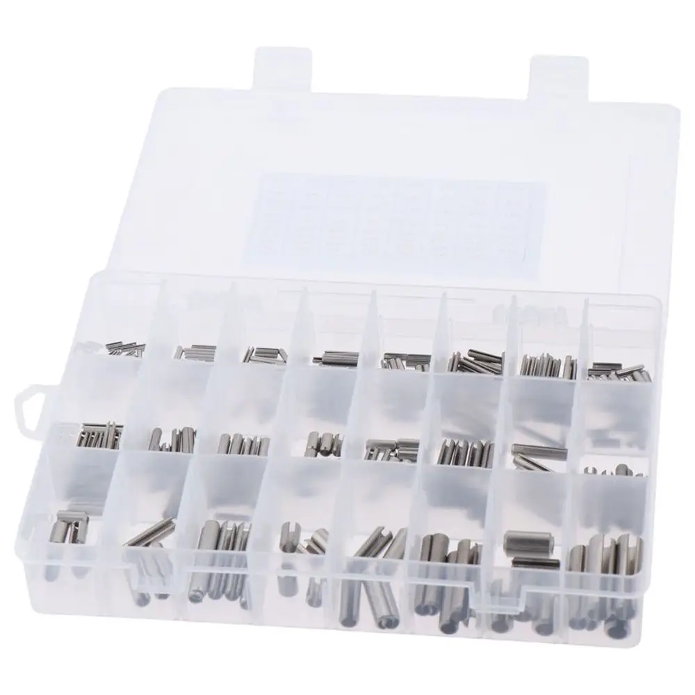 

M1.5 M2 M2.5 M3 M4 M5 M6 M8 Slotted Spring Pin Tension Stainless Steel Roll Pins 33 Size Pin Assortment Kit