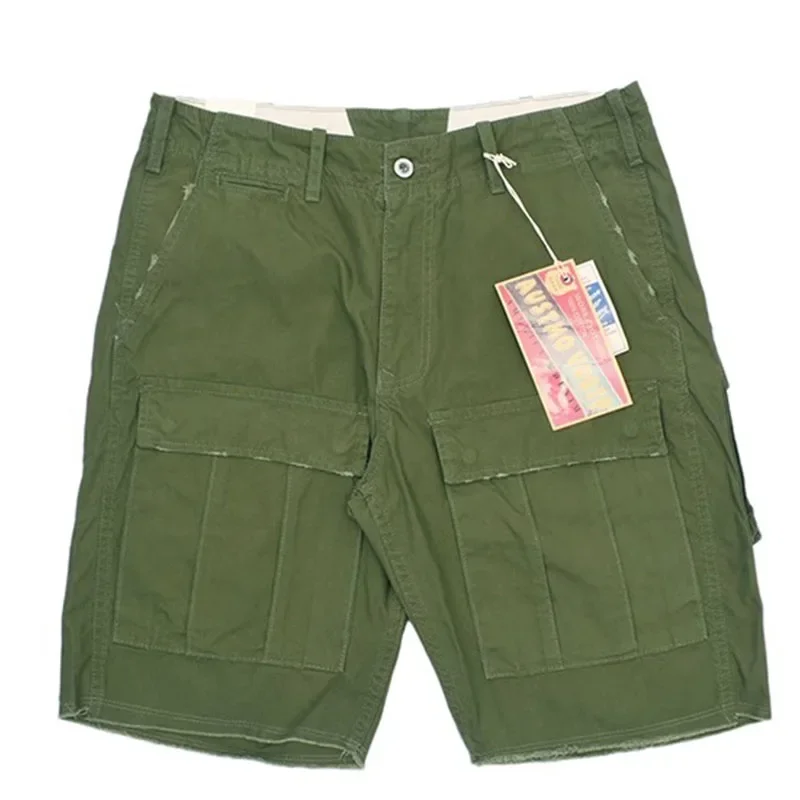

Men's Shorts Vintage Washed Multiple Pockets Cargo Capris Loose Straight Middle Pants for Male