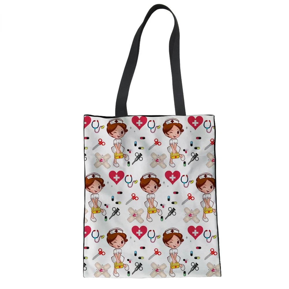 Canvas Tote Bag for Women White Cartoon Nurse Print Shoulder Bags Eco Foldable Female Girl Canvas Handbags
Canvas Tote Bag for Women White Cartoon Nurse Print Shoulder Bags Eco Foldable Female Girl Canvas Handbags