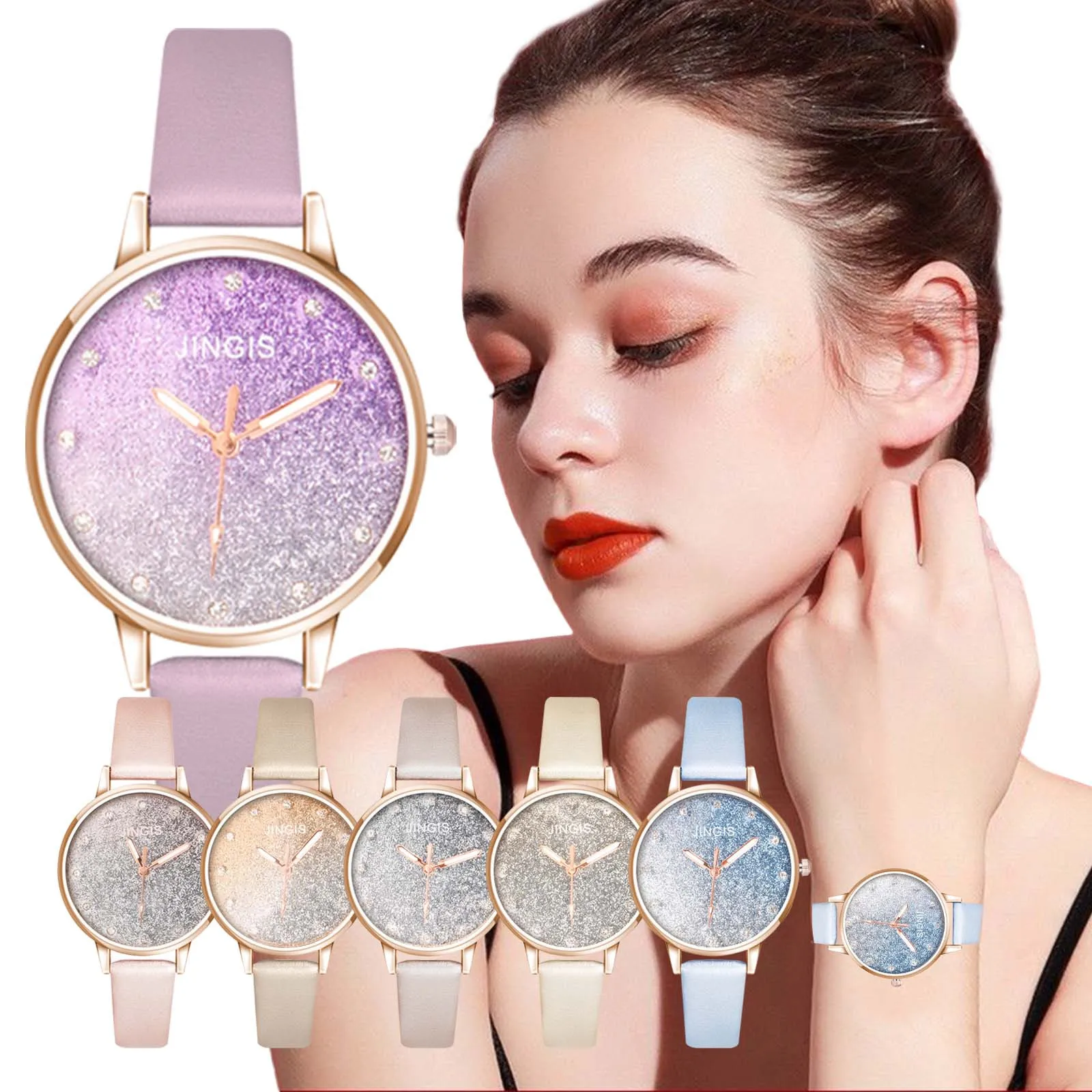 Women Luxury Star Quartz Wristwatches Free Shiping Leather Strap Lady Candy Color Montre Femme Rhinestone Business الساعات
Women Luxury Star Quartz Wristwatches Free Shiping Leather Strap Lady Candy Color Montre Femme Rhinestone Business الساعات