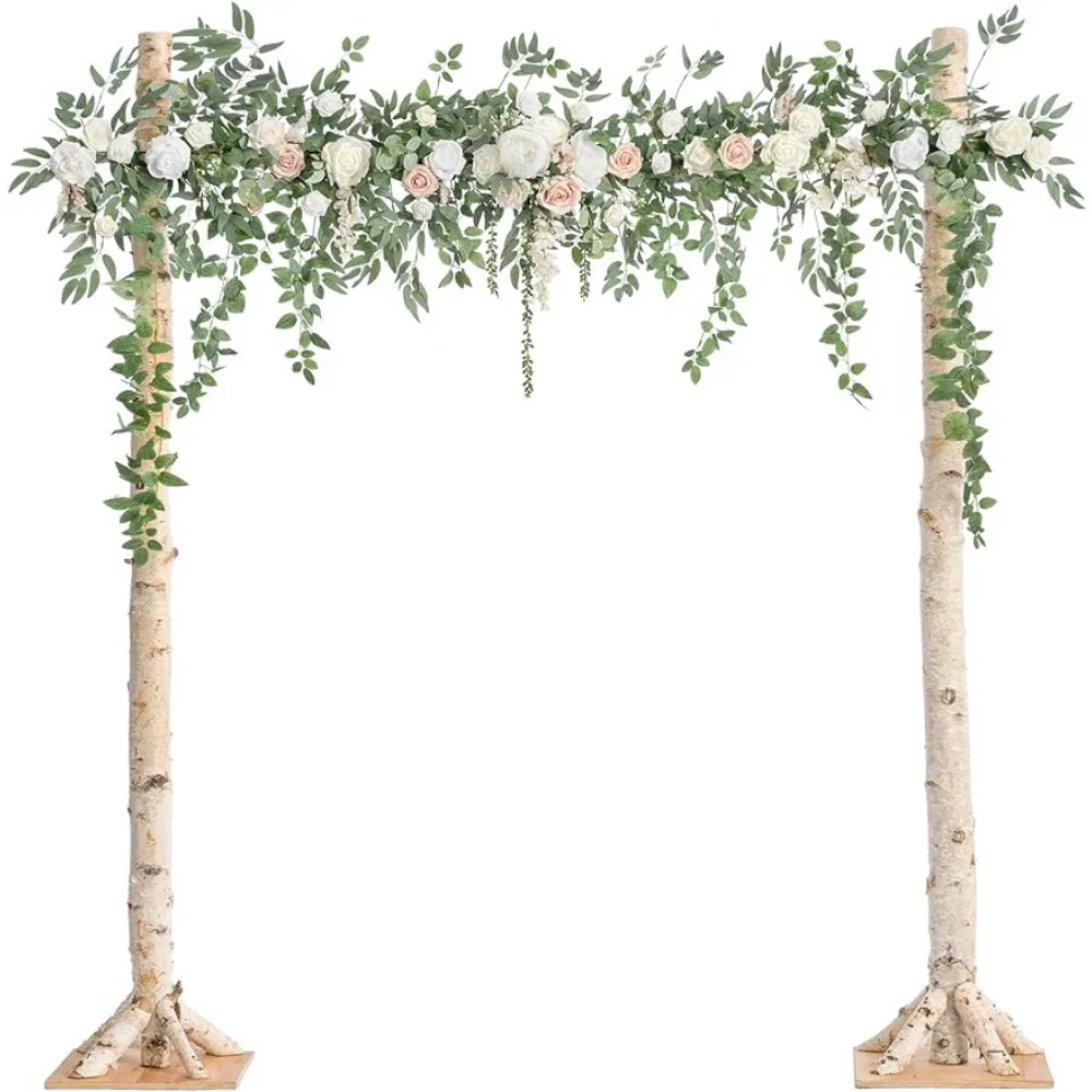 

White Ceremony Reception Hanging Eucalyptus Rose Arbor Arrangement Outdoor Party Swag Home Decorations Wedding Accessories