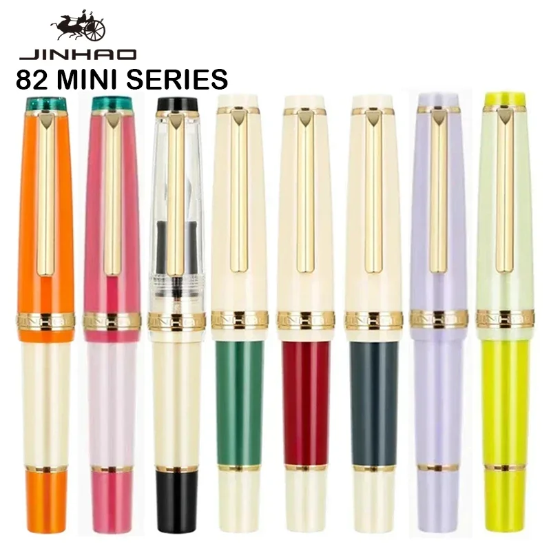 

JINHAO 82 MINI Fountain Pen Color Match Acrylic Pen Spin EF F M Nib Golden Ink Cute Pens Office School Supplies Stationery