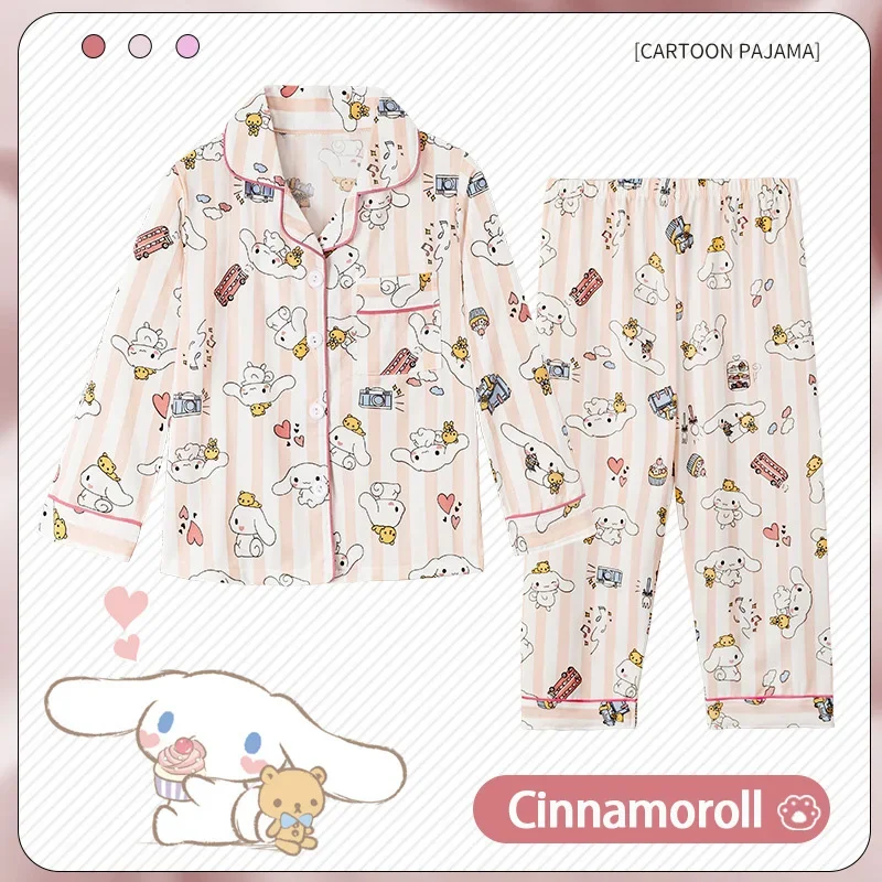 

2024 Spring Miniso Kawaii Anime Cinnamoroll Children Pajama Sets Boy Girl Sleepwear Cute Kuromi My Melody Kids Pijamas Homewear