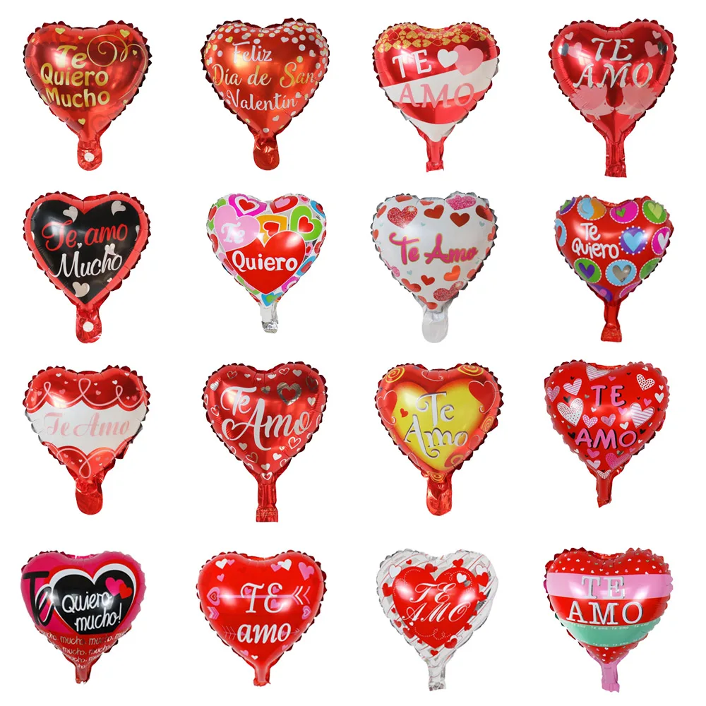 

10pcs 10inch Spanish TE AMO foil balloons Red love heart globos wedding Valentine's Days party decor birthday party supplies