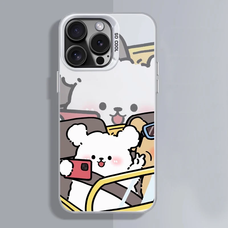 Electroplate Silver IMD Case for IPhone 11 12 13 14 15 16 Pro Max X XS XR SE2 7 8 Plus Cute Drive Dogs Couple Paired Phone Cover Electroplate Silver IMD Case for IPhone 11 12 13 14 15 16 Pro Max X XS XR SE2 7 8 Plus Cute Drive Dogs Couple Paired Phone Cover