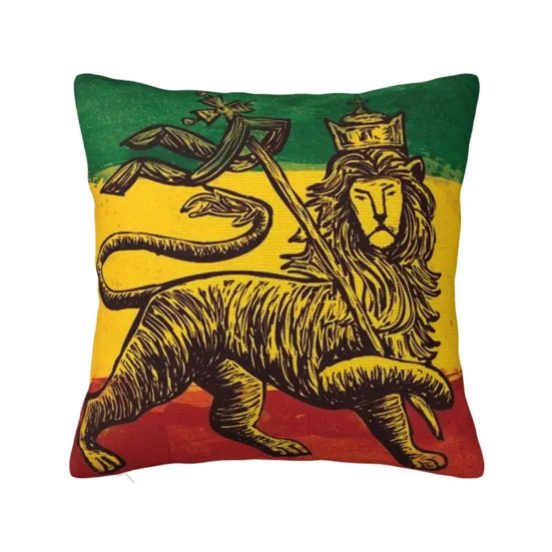 

Luxury Rasta Flag Lion Of Judah Cushion Cover for Sofa Soft Jamaica Rastafarian Reggae Throw Pillow Case Home Decorative