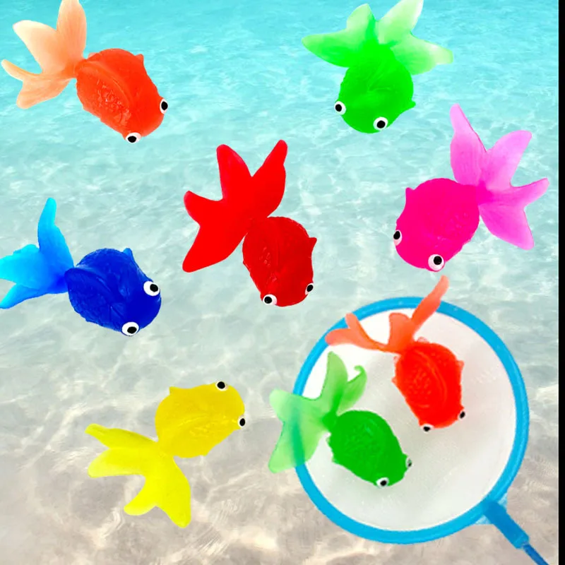 

1Set Cute Catch Goldfish In Net Toys Fun Simulation Goldfish Toy Kids Bath Water Play Games Toys For Kids Bathing Shower Gifts