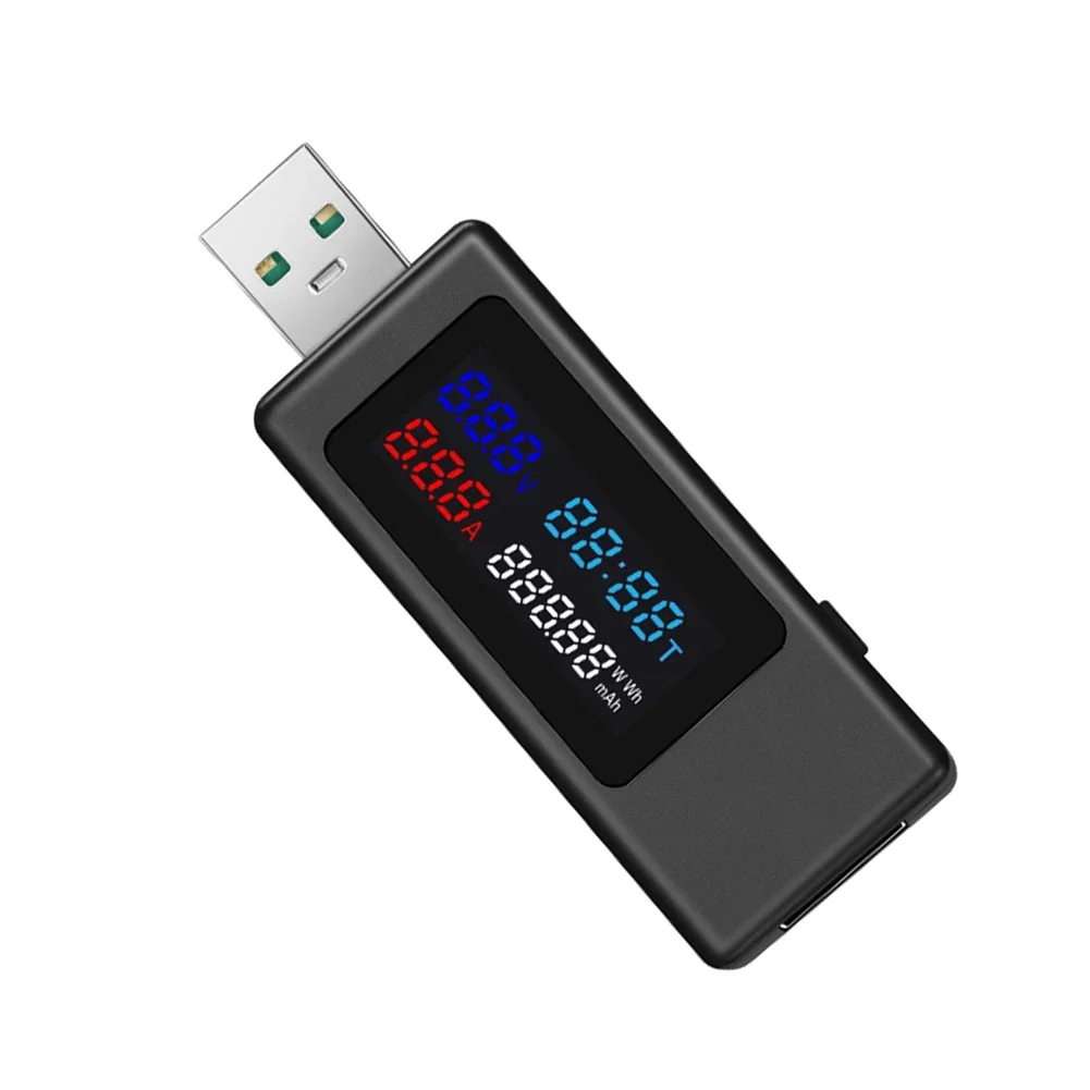 

USB-тестер, цифровой вольтметр постоянного тока, амперметр, измеритель напряжения, вольт, амперметр, детектор, индикатор заряда внешнего аккумулятора 120 Вт