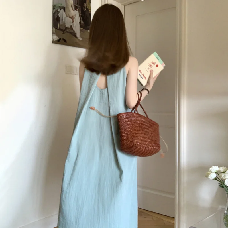 2023 Sleeveless Dress for Women Summer Halter Neck French Design Sense Niche Long Dresses High Waist Round Neck Sweet Shirring
2023 Sleeveless Dress for Women Summer Halter Neck French Design Sense Niche Long Dresses High Waist Round Neck Sweet Shirring