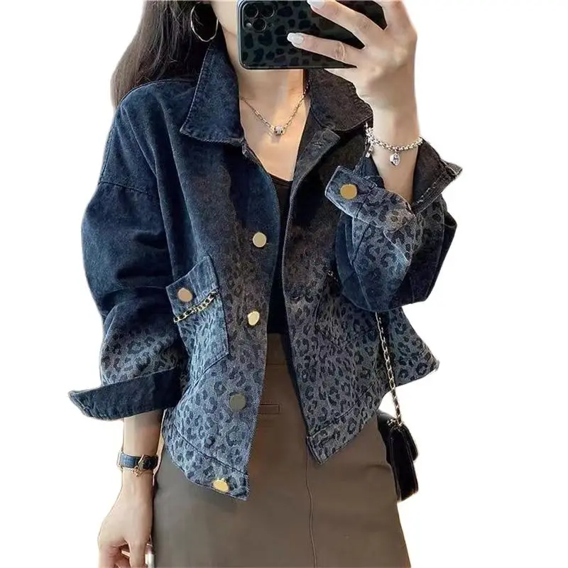 Short Black Denim Leopard Jacket Female 2023 Spring And Fall New Fashion Style Hundred With Slim Coat Casual Streetwear
Short Black Denim Leopard Jacket Female 2023 Spring And Fall New Fashion Style Hundred With Slim Coat Casual Streetwear