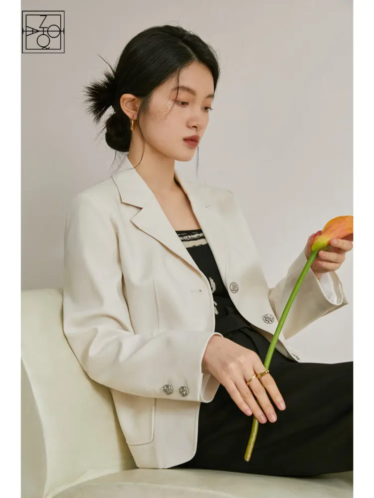 

ZIQIAO French Temperament Suit Jacket for Women Commuter Style Spring New Classic Sense High-end Suit Female Blazer Office Lady