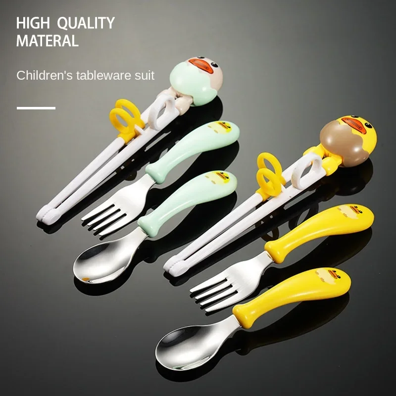 Cute Duck Design Stainless Steel Children's Cutlery Set with Chopsticks for Practice, Ideal Gift for Mother and Baby Feeding
Cute Duck Design Stainless Steel Children's Cutlery Set with Chopsticks for Practice, Ideal Gift for Mother and Baby Feeding