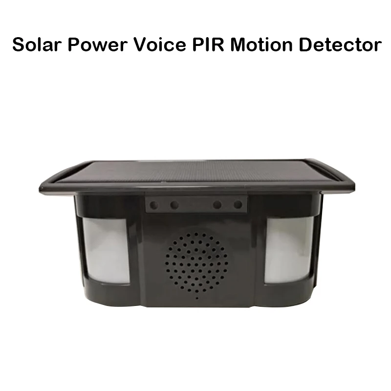 

433MHz EV1527 Outdoor Solar Voice Alarm PIR Motion Sensor 90dB 170° 12M Detect Range Remote Control for Forest Fishing Alarm