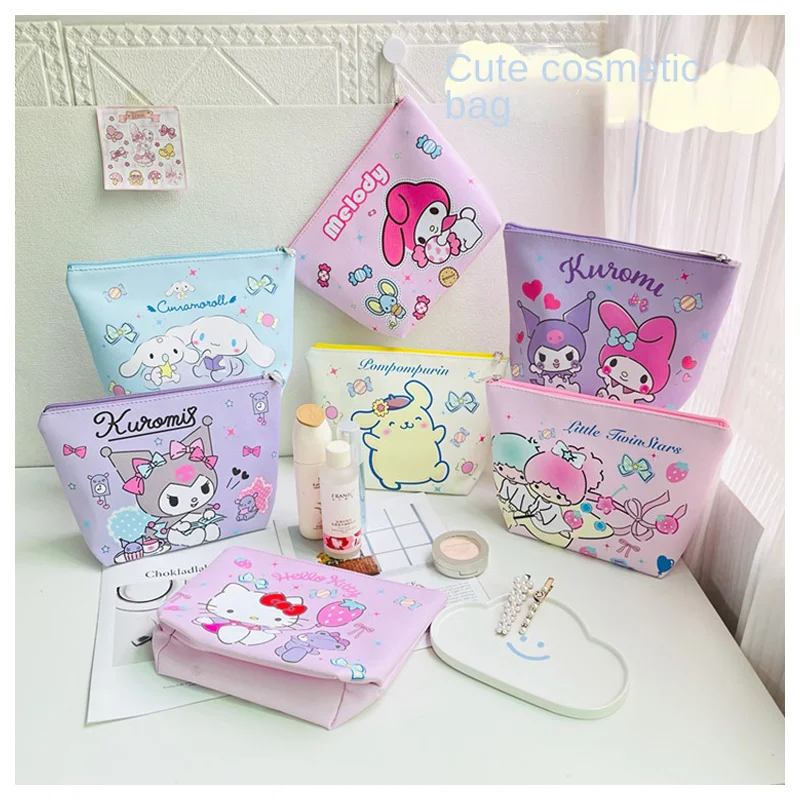 Мультяшная полиуретановая косметичка Sanrios с принтом аниме My Melody Cinnamoroll Kuromi Hellokittys, милая портативная вместительная сумка для хранения
Мультяшная полиуретановая косметичка Sanrios с принтом аниме My Melody Cinnamoroll Kuromi Hellokittys, милая портативная вместительная сумка для хранения
