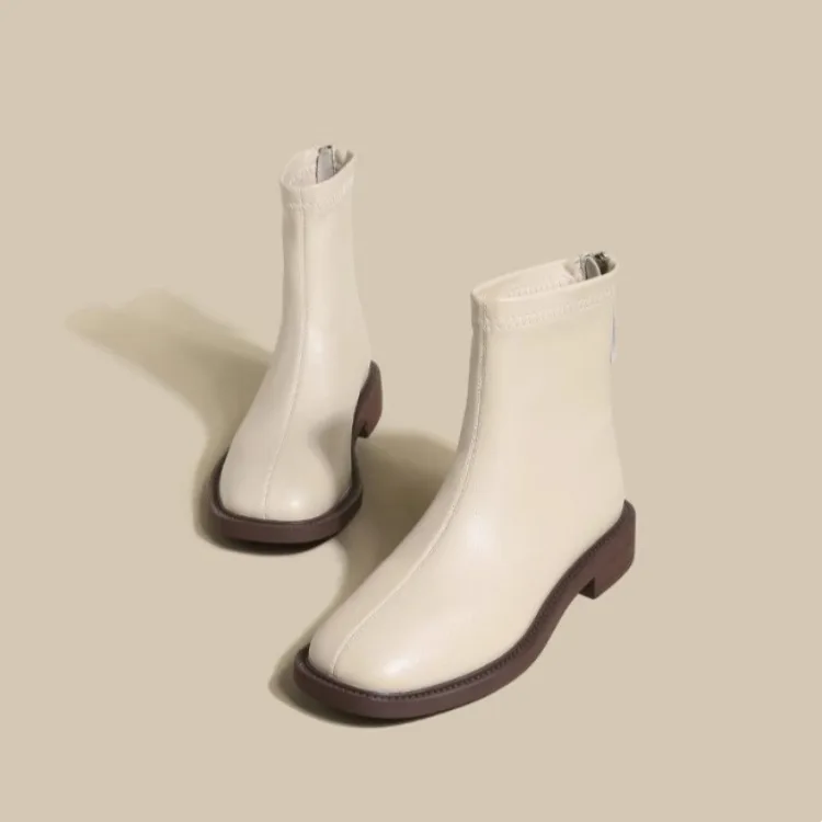 

Сапоги на среднем каблуке Женская обувь на платформе сабо из искусственной кожи на резиновой подошве базовые женские сапоги на толстой подошве