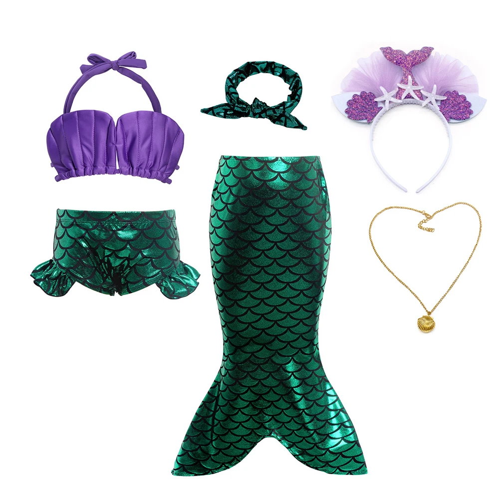 

Jurebecia Mermaid Swimsuits For Girls 3 Pieces Bikini Set Kids Mermaid Bathing Suit Beach Holiday Tankini Swimwear