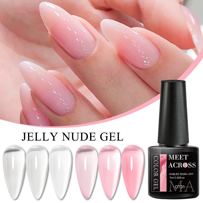 

7ML Jelly Gel Nail Polish Translucent Nude Pink Milky White Semi Permanent Soak Off French Nails Manicure UV LED Gel Varnish