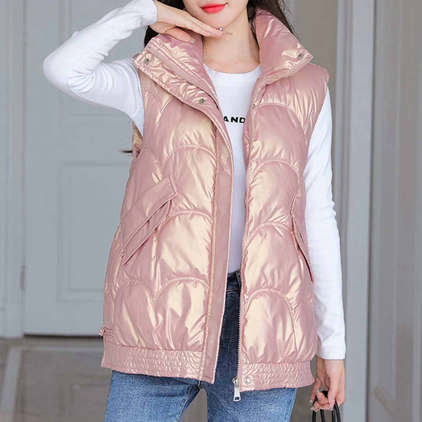 Women'S Fashion Stand Collar Glossy Cotton Vest Jacket Winter Autumn Women'S Clothing Down Coat Padded Coat Cotton Vest Cotton
Women'S Fashion Stand Collar Glossy Cotton Vest Jacket Winter Autumn Women'S Clothing Down Coat Padded Coat Cotton Vest Cotton
