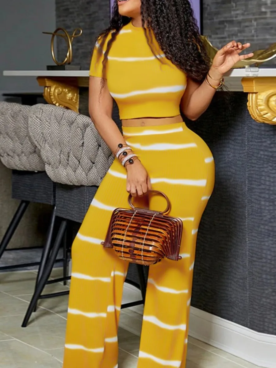 LW Fashion Casual Women Suits Crop Top Tie Dye Flared Pants Set Short Sleeve T-shirt + Flare Pants Loose Trouser Two-piece Sets
LW Fashion Casual Women Suits Crop Top Tie Dye Flared Pants Set Short Sleeve T-shirt + Flare Pants Loose Trouser Two-piece Sets