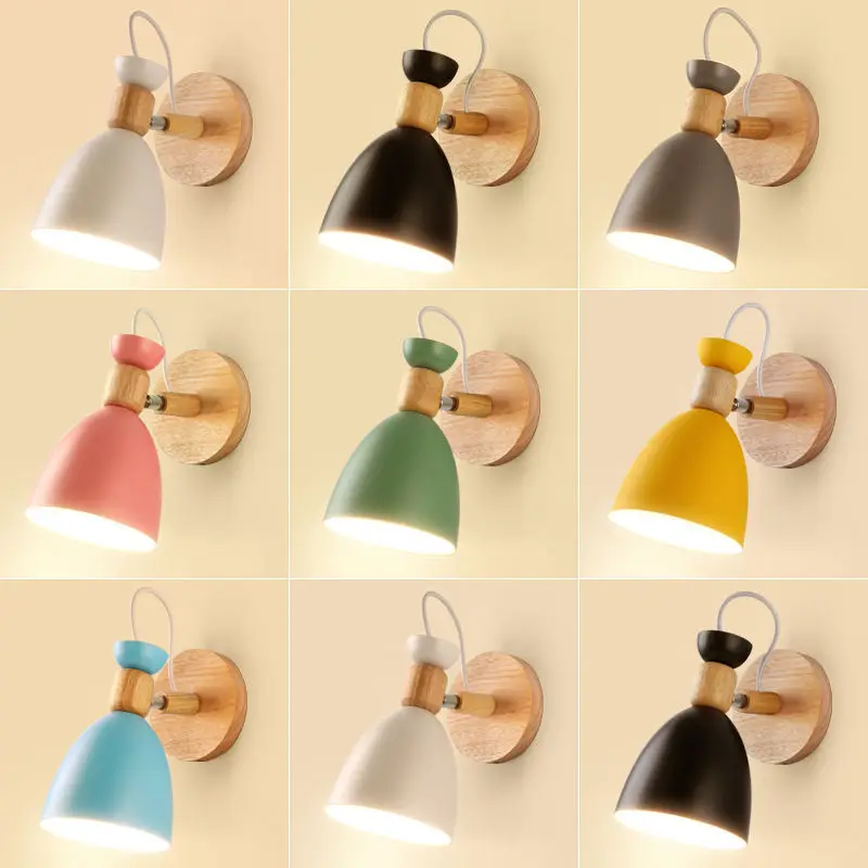 

Macaron wall lamp E26 E27 Nordic simple modern bedroom background wall bedside balcony living room entrance aisle lamps