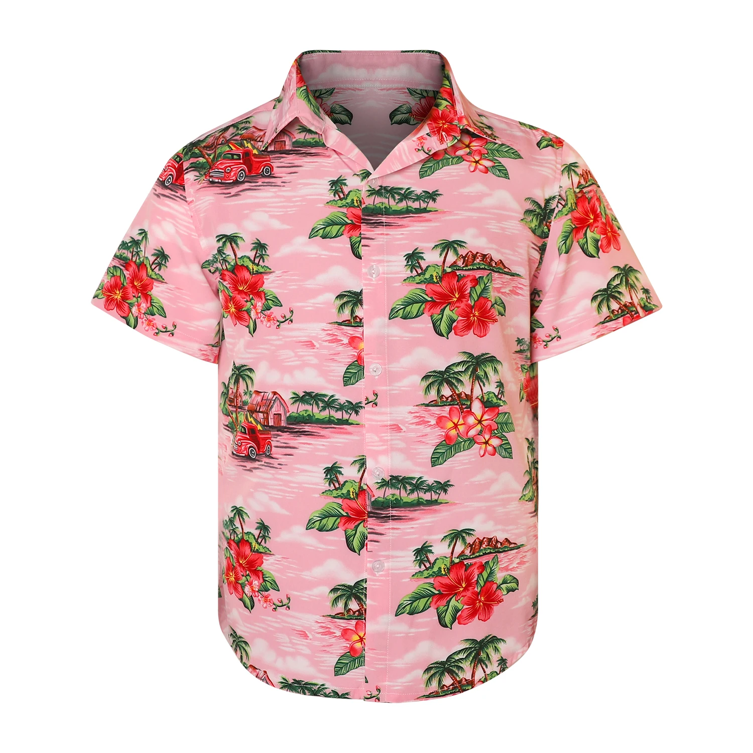 Hawaiian men's shirt, unisex summer pink beach casual short sleeved button up shirt, printed palm colored clothing
Hawaiian men's shirt, unisex summer pink beach casual short sleeved button up shirt, printed palm colored clothing