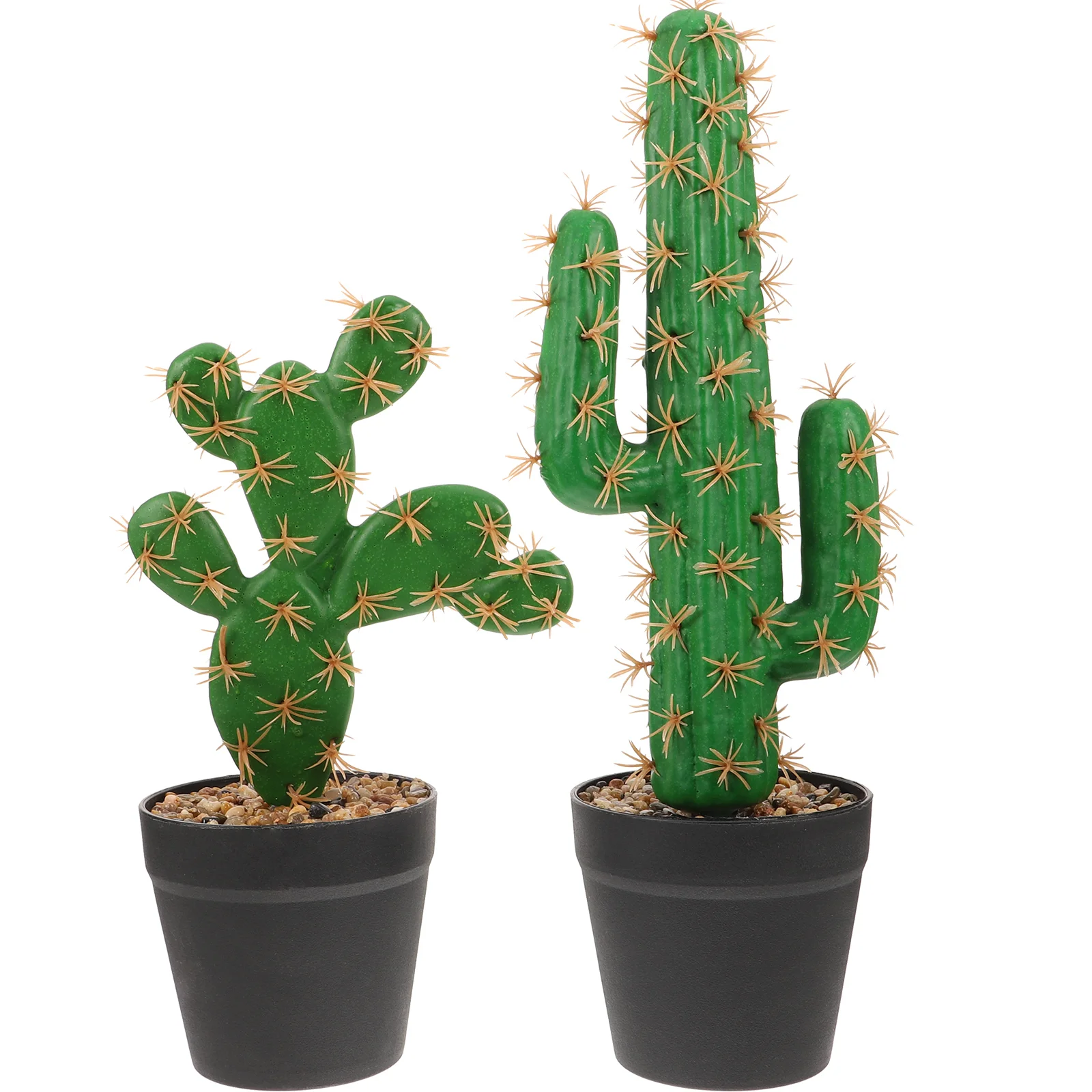 

2 Pcs Bonsai Ornament Fake Cartoon Cactus Decor Flower Artificial Potted Succulent Plant Plastic Flowers Tabletop