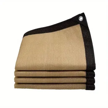 여름 야외 차양 베이지색 차양 그물 포장 천공 차양 천, 두꺼운 단열 그물 차양 그물, 220x400cm 상품 이미지