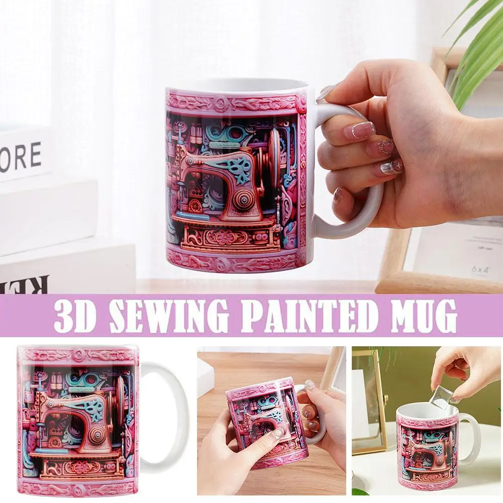 

Christmas Gift 3D Sewing Painted Mug 11oz 350ml Ceramic Stoneware Coffee Tea Mug Creativity Christmas Birthday Gifts