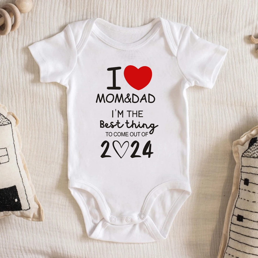 

I Love Mom Dad Newborn Baby Bodysuit Cotton Short Sleeve Infant Romper Body Baby Boys Girls New Year Ropa Clothes Christmas Gift