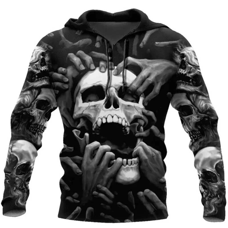 

3D Printed Skull Graphics Men's Hoodie Tops Fashion Unisex Sweatshirt Spring and autumn Hip Hop Streetwear Oversized Casual Men'