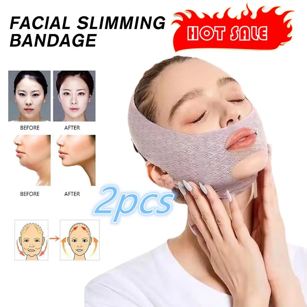 

2pcs Chin Cheek Slimming Bandage V Shaper V Line Lifting Mask Face Lifting Anti Wrinkle Strap Band Sleeping Mask Beauty Healt