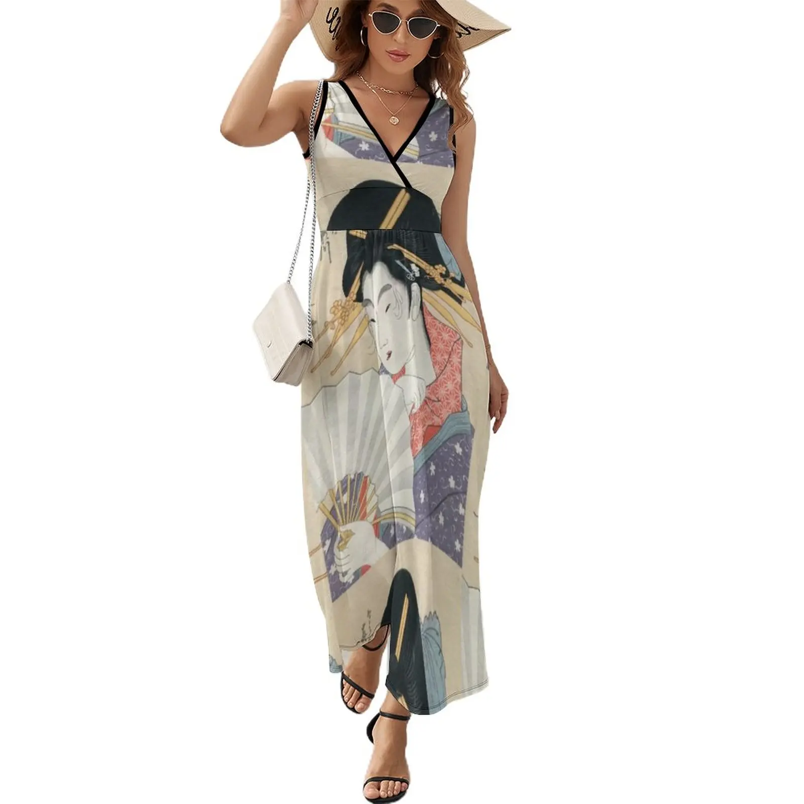 Japanese Woodprint Geisha with Fan Sleeveless Dress Beachwear dresses for women 2023
Japanese Woodprint Geisha with Fan Sleeveless Dress Beachwear dresses for women 2023