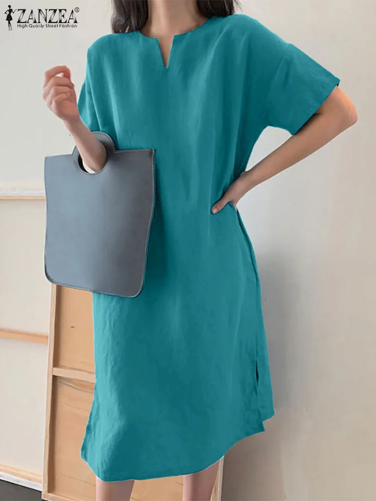 ZANZEA Women V Neck Work Vestido Summer Short Sleeve Solid Dress Loose Korean Style Sundress Causal Holiday Dresses 2023 Kaftan
ZANZEA Women V Neck Work Vestido Summer Short Sleeve Solid Dress Loose Korean Style Sundress Causal Holiday Dresses 2023 Kaftan