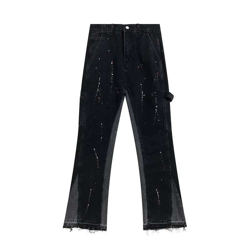 

New Gallery DEPT fashionable and popular spring and autumn painted flare high quality men's and women's street denim trousers