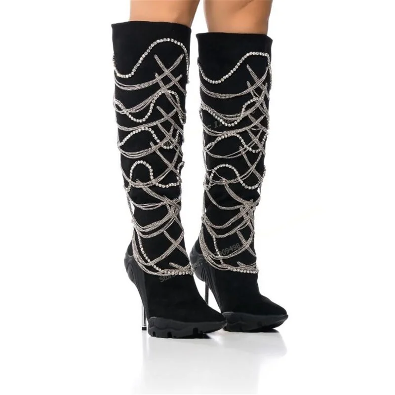 Black Crystal Tassel Knee High Boots Pointed Toe Shoes for Women Thin High Heels Sports Style Shoes 2023 Zapatos Para Mujere
Black Crystal Tassel Knee High Boots Pointed Toe Shoes for Women Thin High Heels Sports Style Shoes 2023 Zapatos Para Mujere